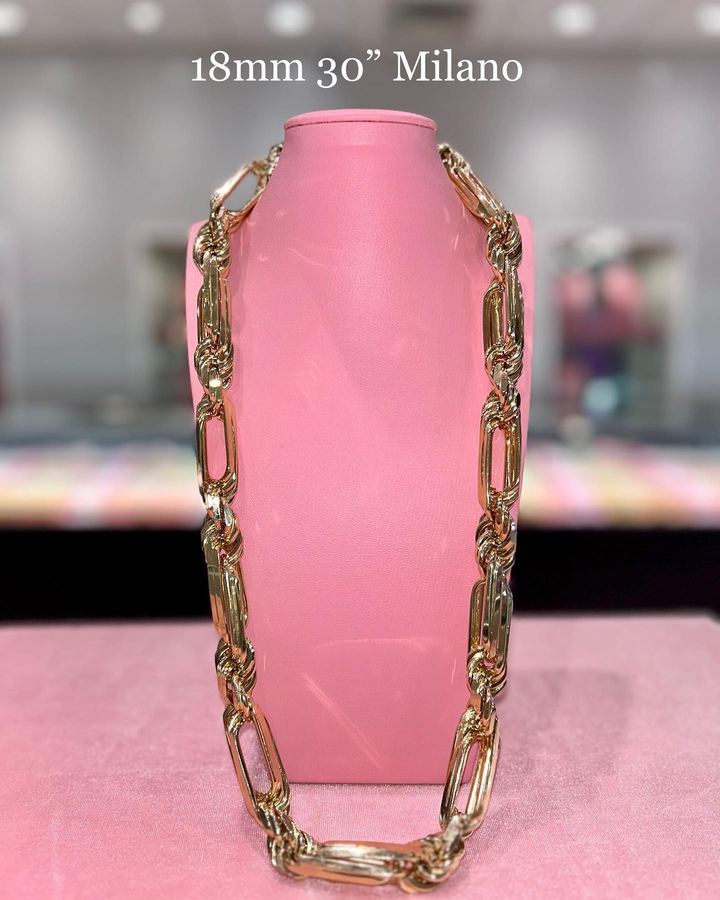 18mm 30-inch solid gold Milano chain